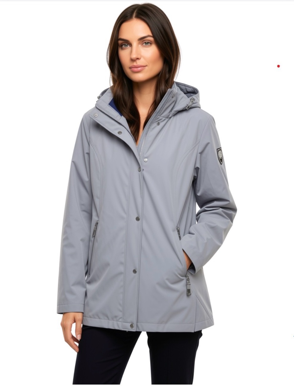 Vince Camuto Light Gray Women's Hooded Rain Jacket, Lined, Tailored